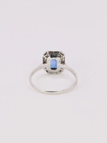 Bague 62 Bague vintage pierre bleue entourage diamants 58 Facettes J525