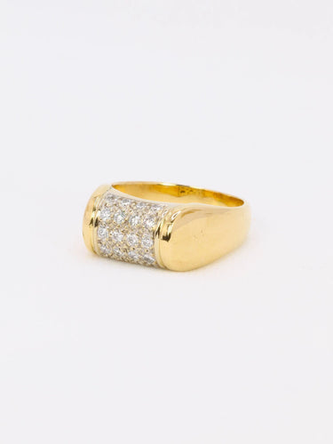 Bague 54.5 Bague chevalière or jaune diamants 0,4 ct 58 Facettes J373