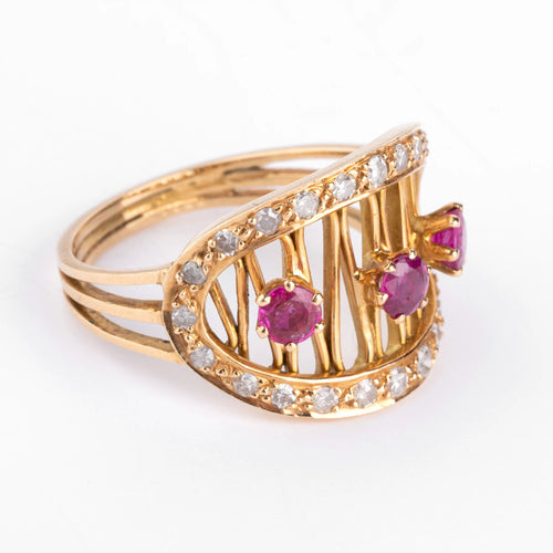 Bague Bague or jaune et rubis 58 Facettes 1