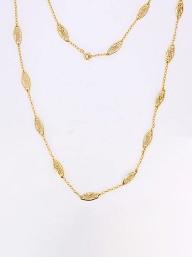 Collier Chaîne Art Nouveau maille filigrane or jaune 58 Facettes 1074.5