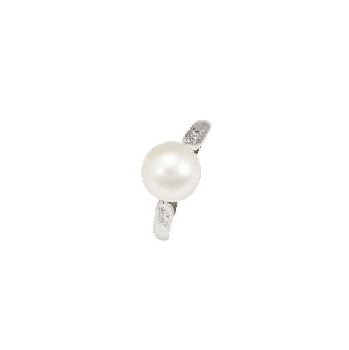 Bague 51 Bague en or blanc, perle de culture et diamants 58 Facettes 32599