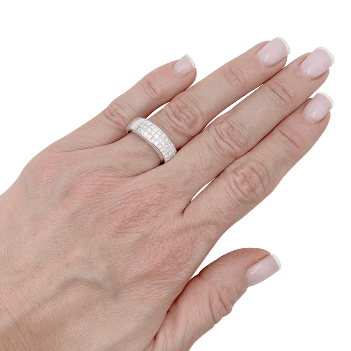 White gold pave ring, princess diamonds.