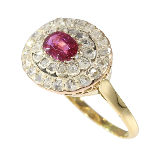 Bague 54 Beauté délicate : bague victorienne avec tourmaline rose violacée 58 Facettes 24150-0100