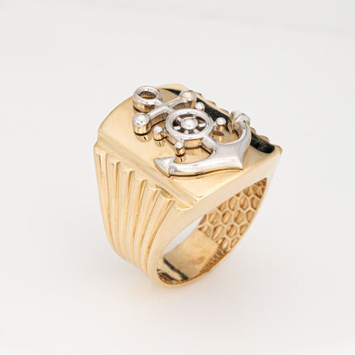 Bague 68 Bague ancre vintage en or jaune pour homme 58 Facettes G14082