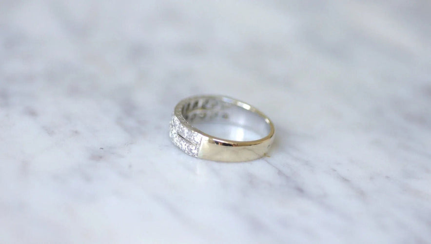 Bague 60 Alliance Diamants Double Anneau Art Déco 58 Facettes
