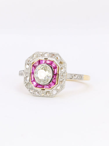 Bague 57.5 Bague Art Déco diamants rubis calibrés 58 Facettes 882