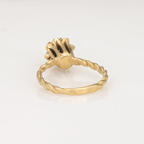 Tulpenring aus Gelbgold und Amethyst-Diamanten 