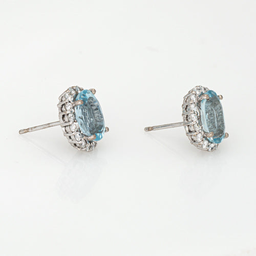 Boucles d'oreilles Boucles d'oreilles en or jaune et aigue-marine, diamants 58 Facettes G14154