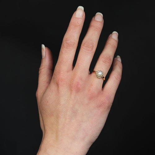 Bague 51 Bague ancienne marguerite perle fine et diamants 58 Facettes 24-142