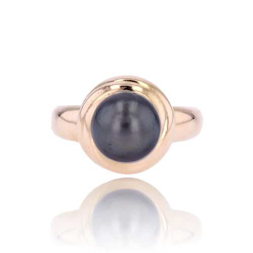 Bague 53 Bague perle grise et or jaune 58 Facettes CV126