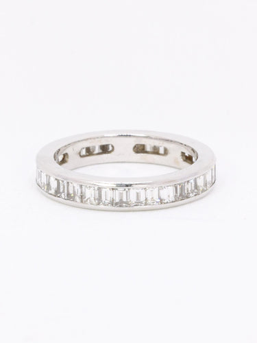 Bague 54 Alliance diamants baguette or blanc 58 Facettes 1163.13