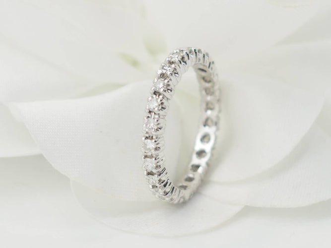 Bague 53 Alliance américaine en or blanc et diamants 0,75ct 58 Facettes 33427