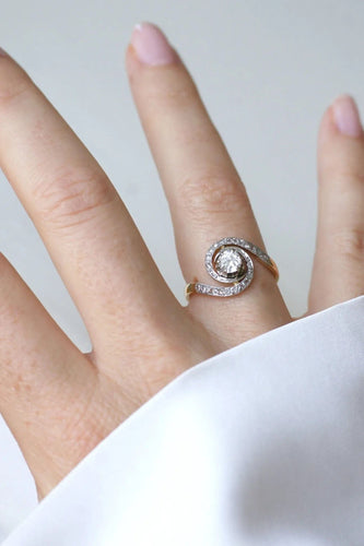 Bague 56.5 Bague or jaune platine et diamant 58 Facettes