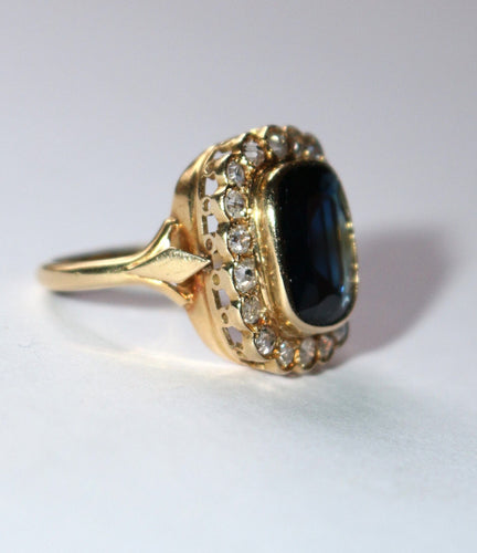 Bague 52 Bague Vintage Or Jaune Saphir Bleu Intense 58 Facettes 576
