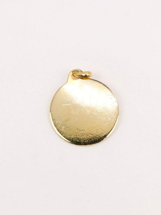 Pendentif Médaille amour Augis ronde Plus qu'hier moins que demain or jaune diamant rubis 58 Facettes J506