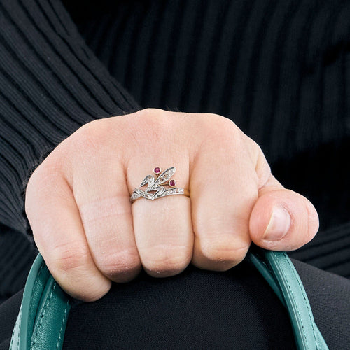 Bague 54 Bague or jaune et blanc, rubis et diamants 58 Facettes LAN12232