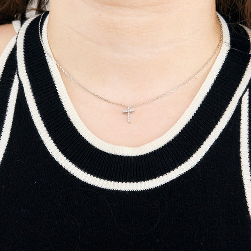 Collier Pendentif croix or blanc et diamants, et chaine 58 Facettes MAN1333