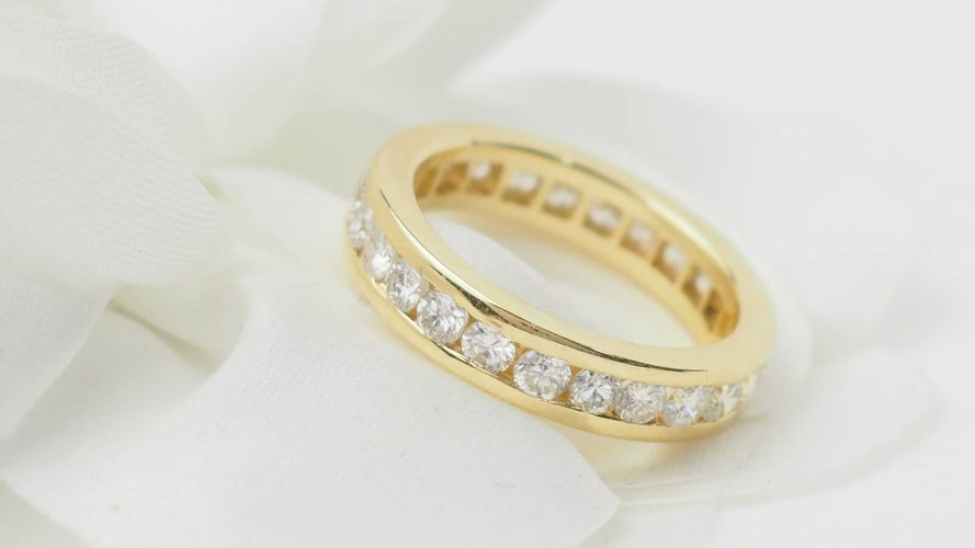 Bague 51 Alliance tour complet en or jaune et diamants 58 Facettes 33028