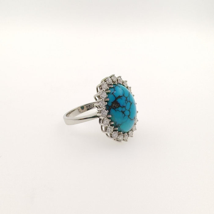 Bague 52 Bague avec Turquoise et Diamants 58 Facettes