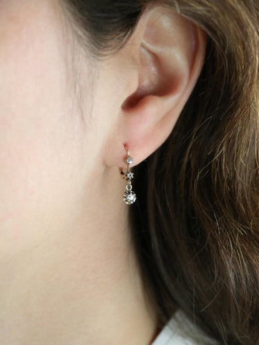 Boucles d'oreilles Dormeuses diamants taille rose or jaune 58 Facettes 1140.5