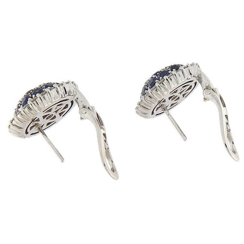 Boucles d'oreilles Boucles d'oreilles en or blanc avec saphirs et diamants 58 Facettes G3818