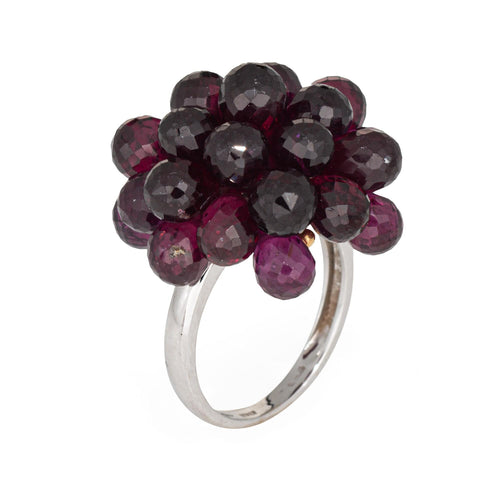 Bague 52 Bague cocktail vintage en or blanc 18 carats avec grenat briolette 58 Facettes G13871