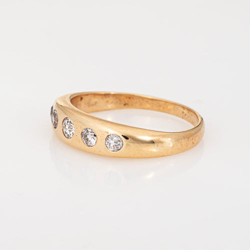 Bague Bague victorienne antique à 5 diamants en or jaune 14 carats, taille 8,5, taille ancienne 58 Facettes G13948