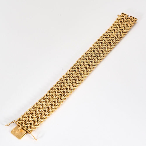Bracelet Large bracelet or jaune maille tressée 58 Facettes BOU0243