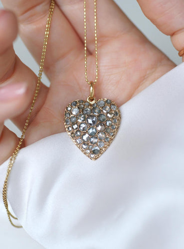 Pendentif Pendentif Ancien Cœur Diamants sur Or Rose 58 Facettes