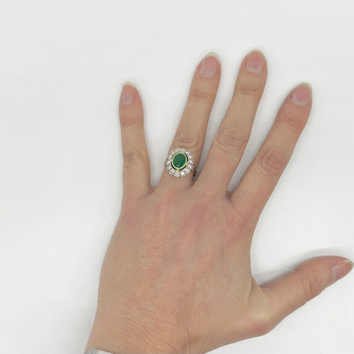 Bague Bague bicolore émeraude et diamants 58 Facettes