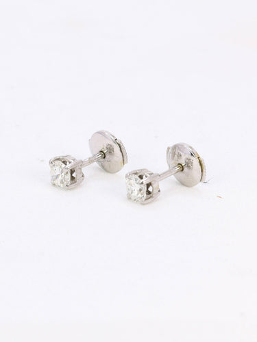 Boucles d'oreilles Puces d'oreilles or blanc diamants ronds 0.7 carat 58 Facettes 1099.32