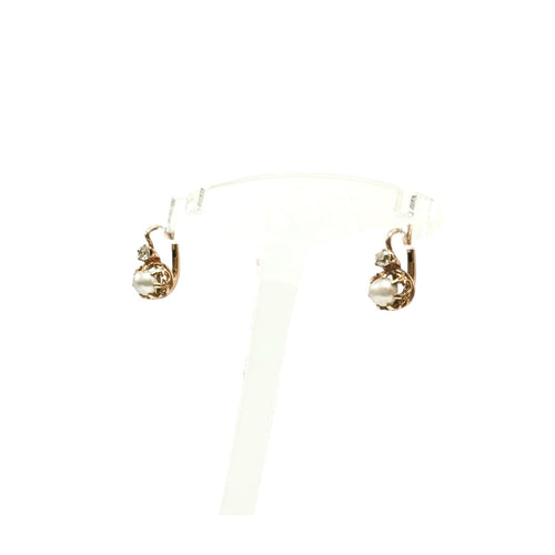 Boucles d'oreilles Petites dormeuses perles et diamants 58 Facettes REF2513-280