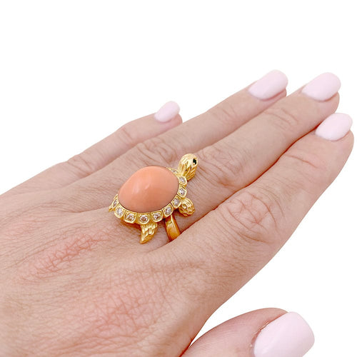 Bague 55 Bague Van Cleef & Arpels, "Tortue", or jaune, diamants, corail. 58 Facettes 33887