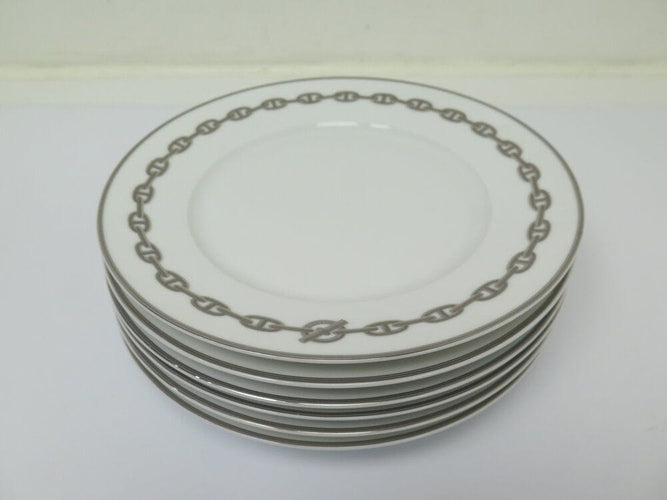lot de 6 assiettes HERMES a diner chaine d'ancre 27cm porcelaine plate set 58 Facettes 266008