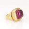 Bague Cabochon Pink Tourmaline Ring Square Cocktail Estate 18k Yellow Gold Sz 6 Maz 58 Facettes G13411