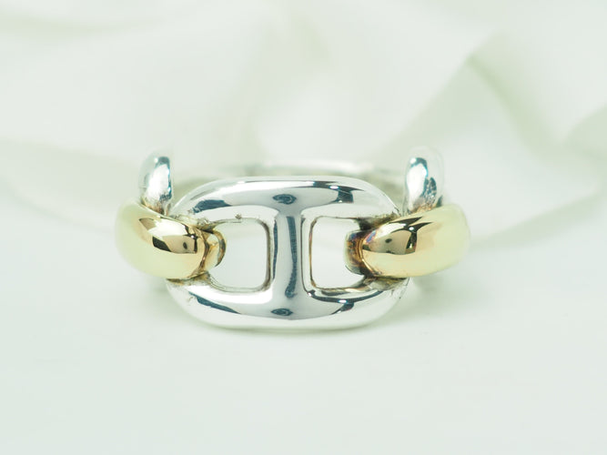 Bague 52 Bague Hermès Chaîne d'Ancre en or et argent 58 Facettes 33489