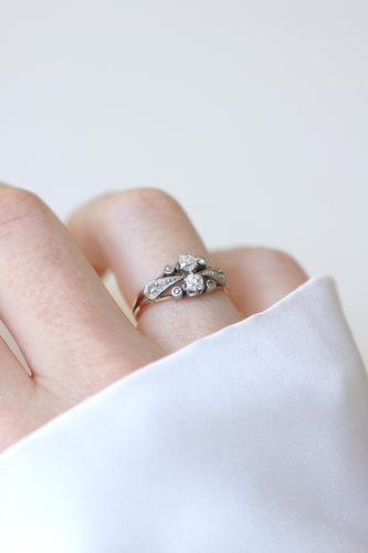 Bague 51 Bague Toi et Moi Diamants Or Rose Platine 58 Facettes