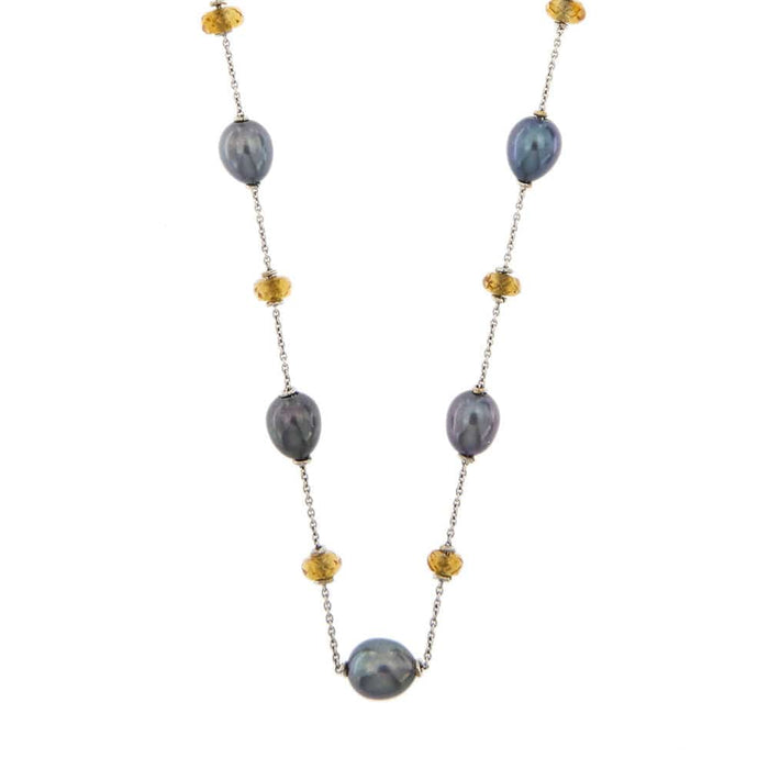 Collier Collier avec perles et quartz citrine 58 Facettes 25940