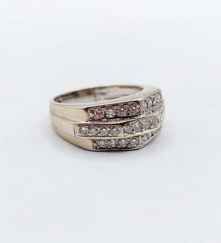 Anillo tank art déco oro blanco 18k y diamantes 