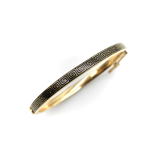 Bracelet Bracelet victorien en or émaillé à motif de clé grecque 58 Facettes