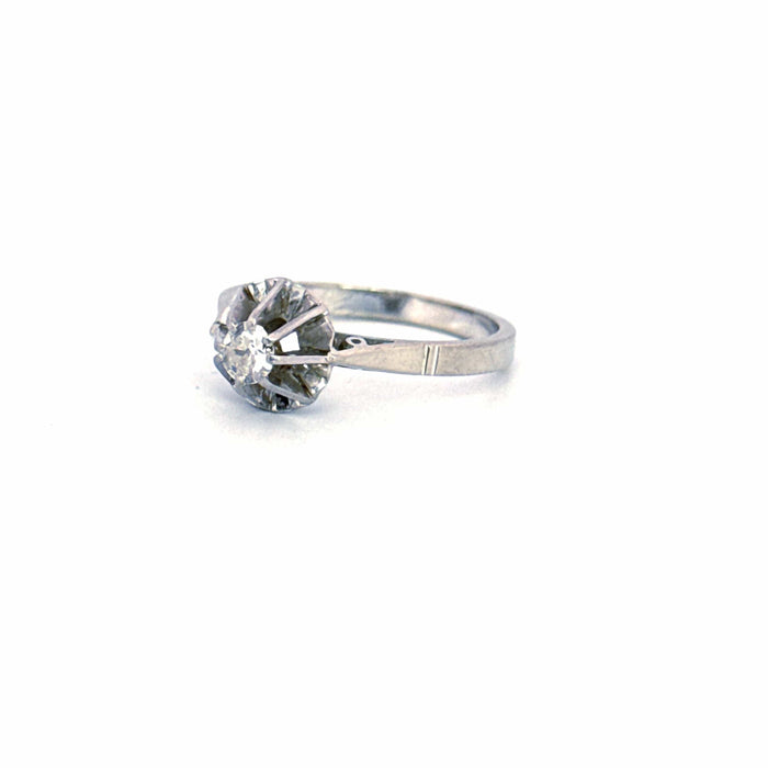 Bague 54 Solitaire Or Blanc Diamant 58 Facettes 3-GS33732