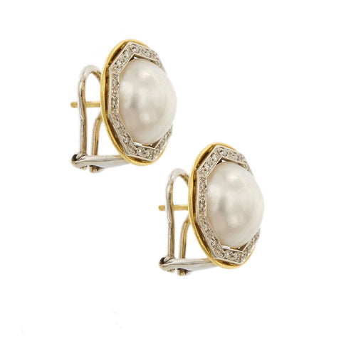Boucles d'oreilles Boucles d'oreilles diamants et perles mabé 58 Facettes 26824