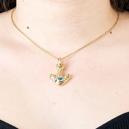 Pendentif FRED - Pendentif or jaune et gris, émeraude 58 Facettes SQU3266-2