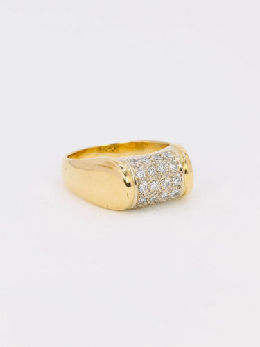 Bague 54.5 Bague chevalière or jaune diamants 0,4 ct 58 Facettes J373