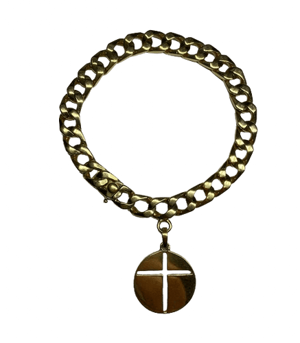 Bracelet CARTIER PARIS VINTAGE - BRACELET GOURMETTE OR JAUNE MEDAILLON CROIX 58 Facettes