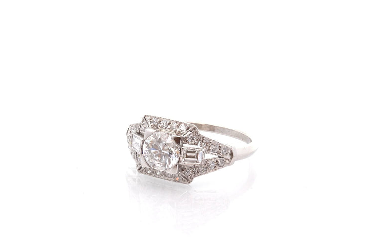 Bague 53 Bague art déco diamant de 0,85ct E/P1 58 Facettes 27448-27129
