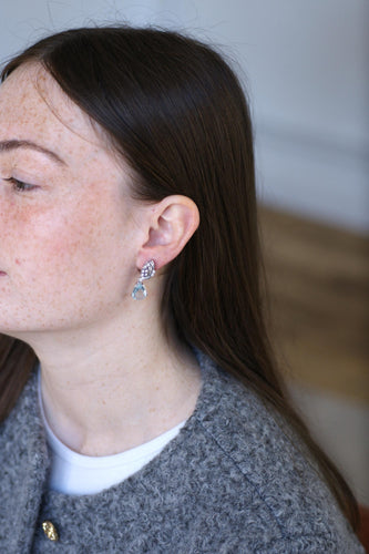 Boucles d'oreilles Boucles d'Oreilles Goutte Aigue Marine et Diamant 58 Facettes