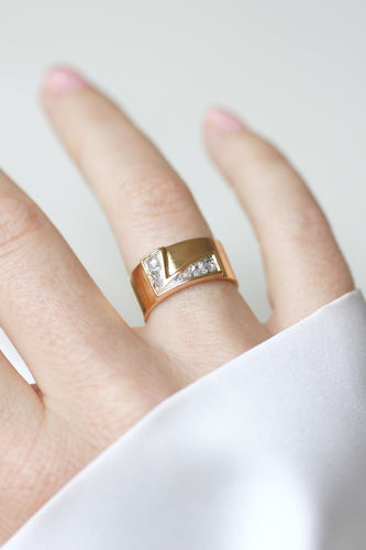 Bague 53 Bague Bandeau Lettre Initiale L Diamants sur Or rose 58 Facettes