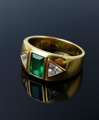 Bague Fascione Bombato con Smeraldo e Diamanti 58 Facettes