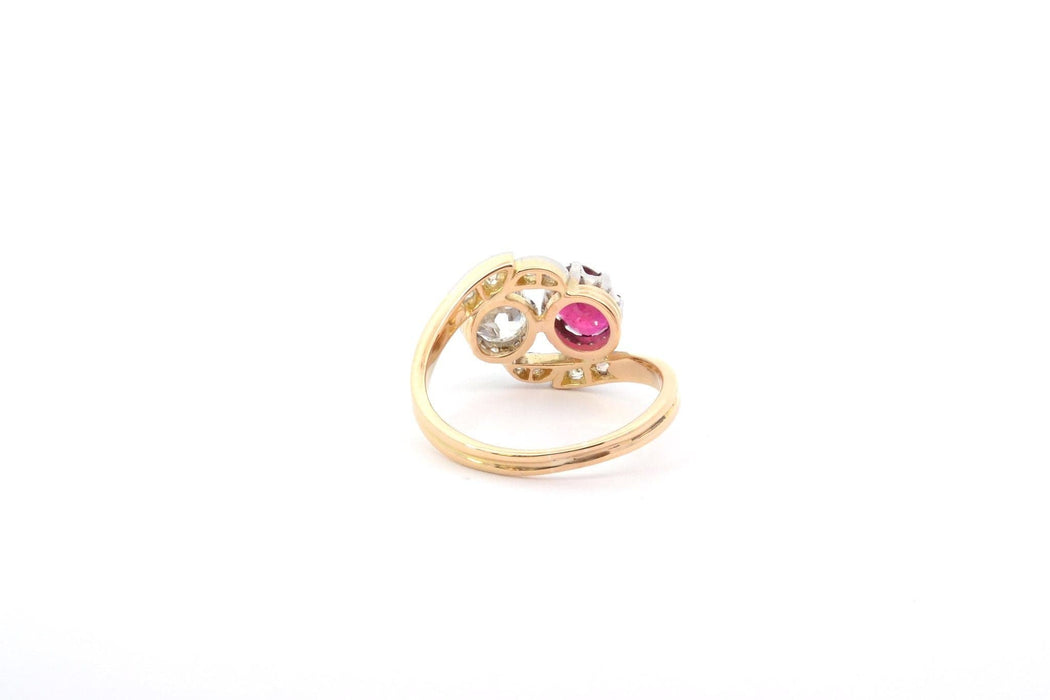 Bague 56.5 Bague Toi et Moi or jaune diamants rubis 58 Facettes 26014-26259